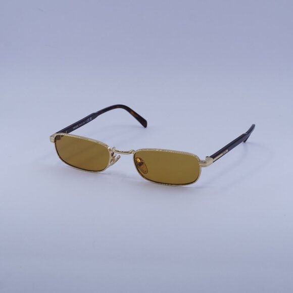 Prada PRB54S 5AK50P Sunglasses Gold Rectangle Frame, Dark Honey Lenses - Picture 1 of 10